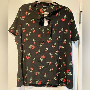 *NWT* Black Cherry Tie-Neck Blouse Fits Any Style Cute & Grunge Y2K 90s
